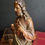 Thumbnail: Antique Sacred Heart of Jesus small polychrome plaster statue with distressed look
