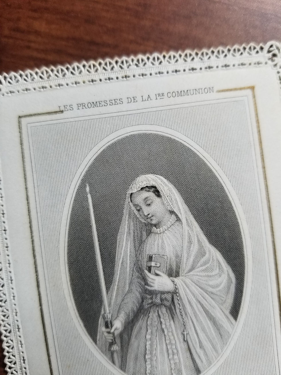 Miniature : French antique Holy prayer card First Holy communion