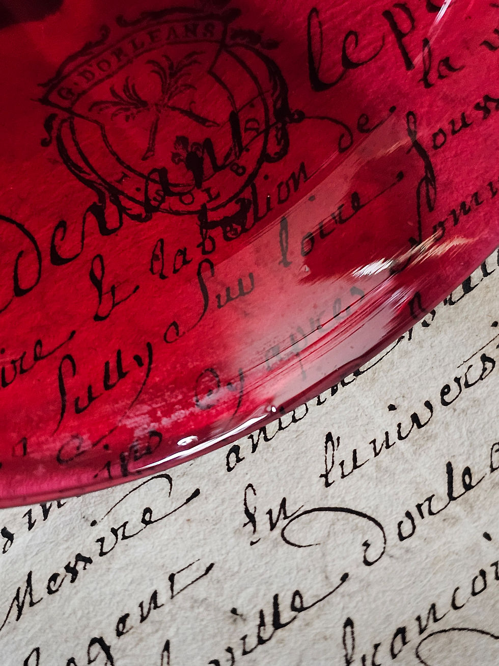 Thumbnail: French church sanctuary oil lamp in ruby pink glass with wrought iron holder