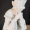 Miniature : Antique religious statue. Notre Dame de la Salette. Our Lady Salette weeping