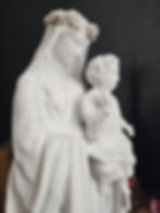 Antique Virgin Mary and Infant Jesus large bisque porcelain statue