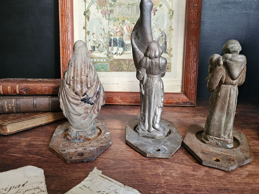 Thumbnail: Vintage lot of 3 moulds for religious statues: Mary, Joan of Arc, St Anthony