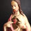 Miniature : Grande statue du Sacré Cœur de Jésus en plâtre peint