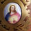 Thumbnail: Antique metal Holy water font with Sacred Heart of Jesus porcelain medallion