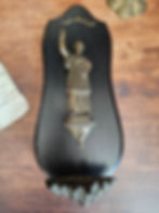 Antique Louis Marie Grignion de Monfort metal figurine with Holy water font on w