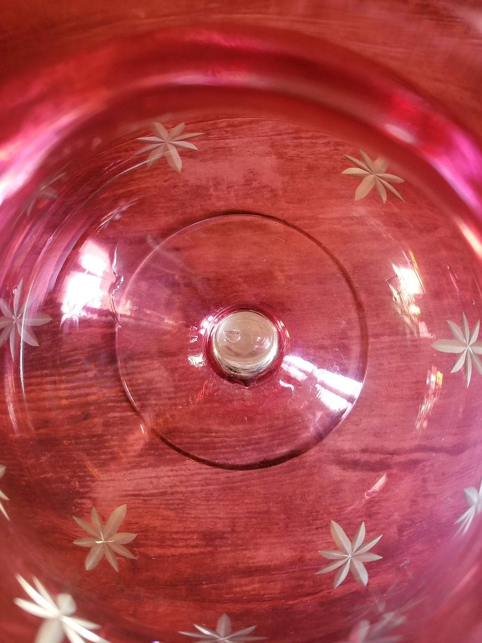 Thumbnail: French antique large ruby cut glass sanctuary or altar light holder