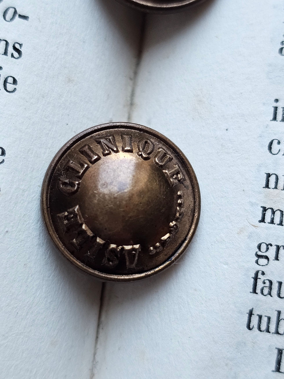 Miniature : Rare French antique asylum  button for psychitaric hospital staff uniform