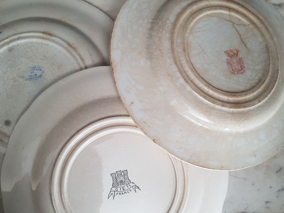 Thumbnail: Antique French set of 12 mismatched plates. Joan of Arc. Life of St Joan.