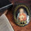 Thumbnail: Antique French Sacred Heart of Jesus frame with oval convex glass