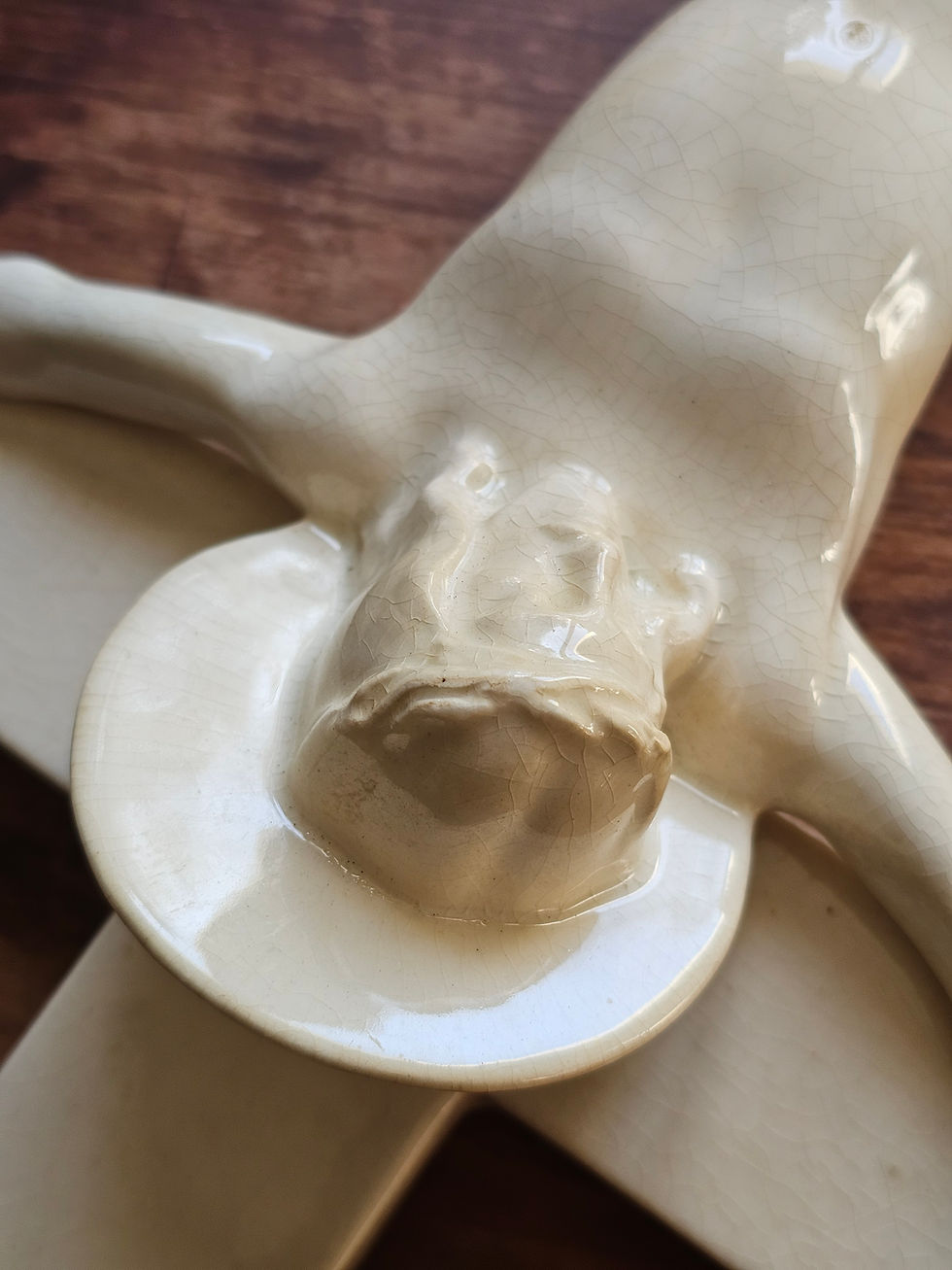 Thumbnail: Large French porcelain crucifix from Sarreguemines