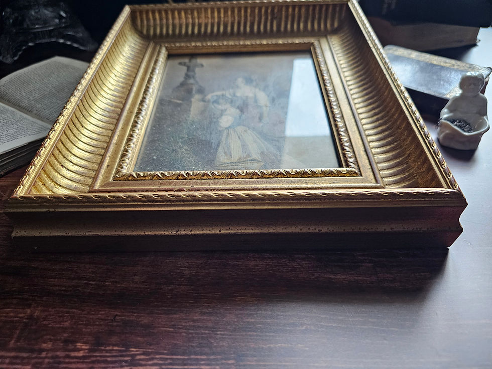 Miniature : Gravure ancienne, calvaire, dans cadre 19ème