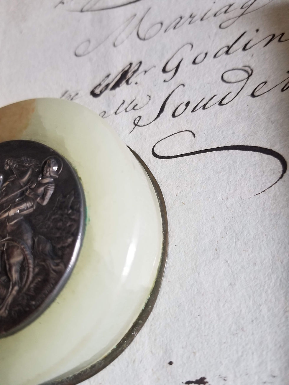 Thumbnail: Antique Saint George and the dragon paperweight signed Exbrayat