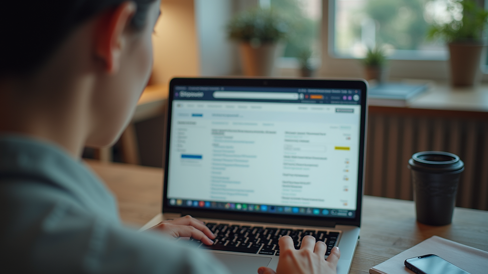 Eye-level view of a person reviewing job listings on a laptop