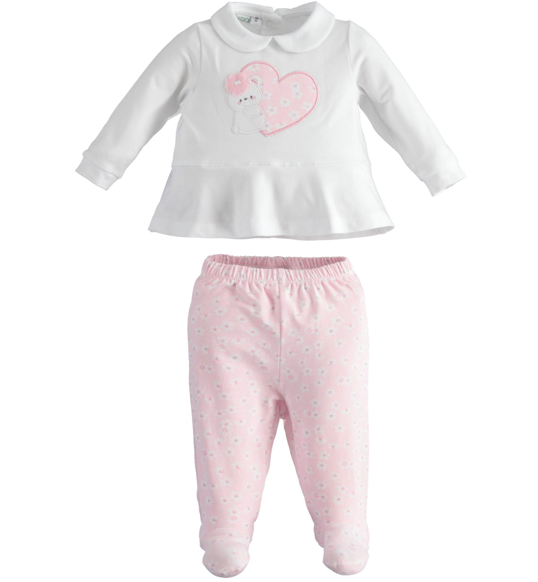 iDO - 2 Piece White & Pink Romper