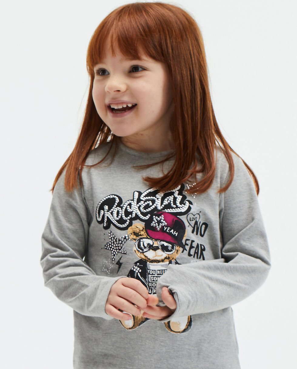 Thumbnail: UBS2 - Grey Long Sleeve Rock Star Top