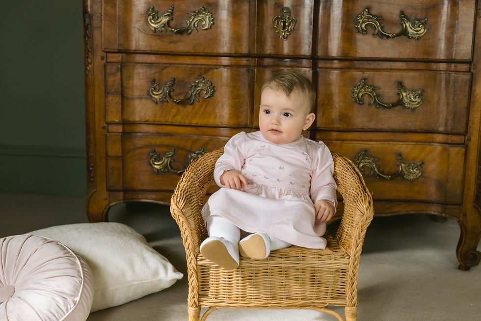 Thumbnail: Kamelia  - Jersey Dress with emb overyoke & lace trim