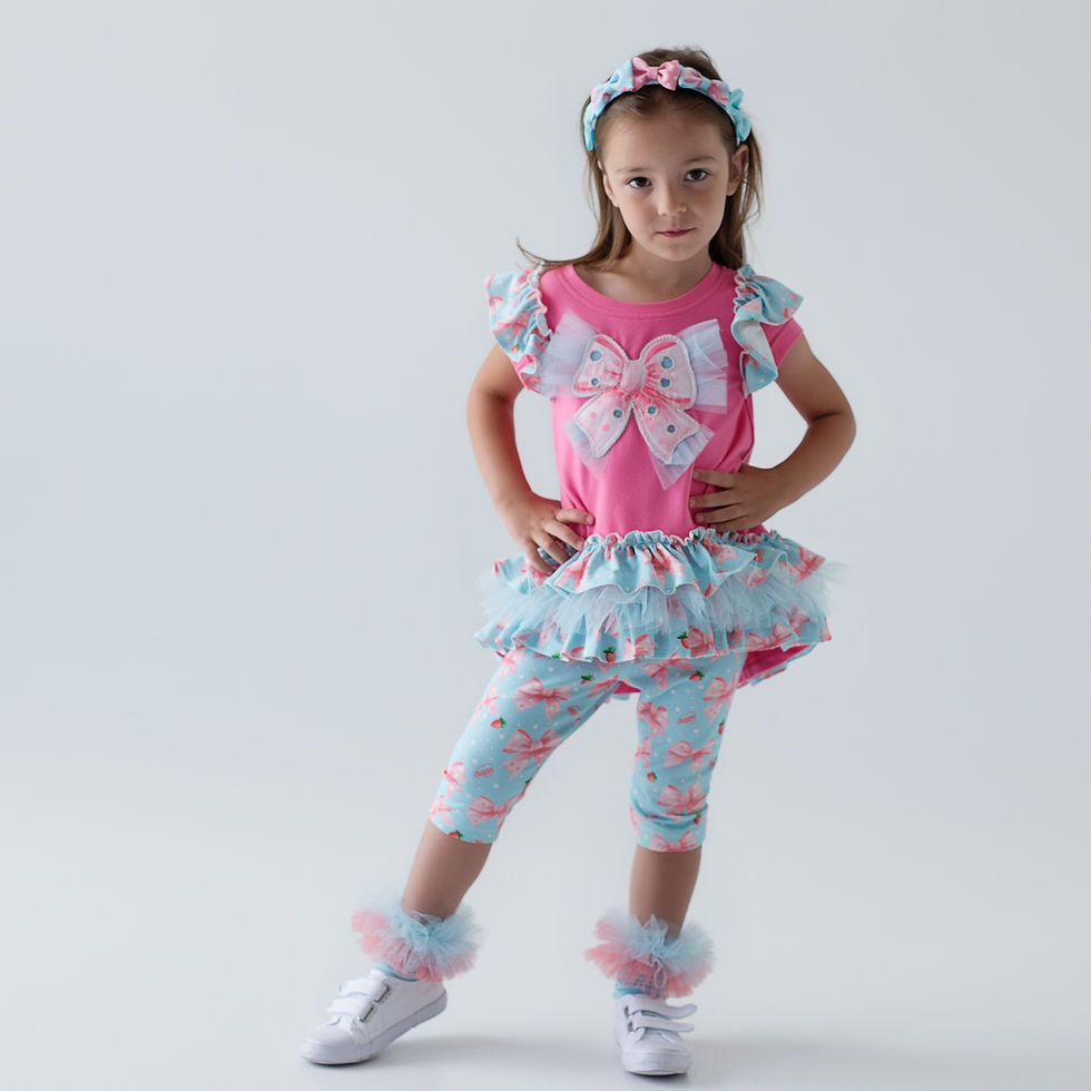 Thumbnail: Daga  - Blue Leggings with Pink Bow
