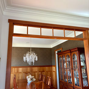 Residential home builder dining room with custom transom