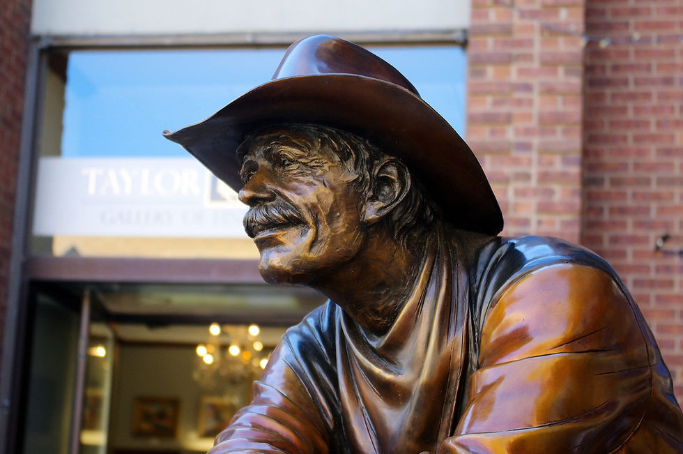 Bronze sculpture statue of a cowboy's profile