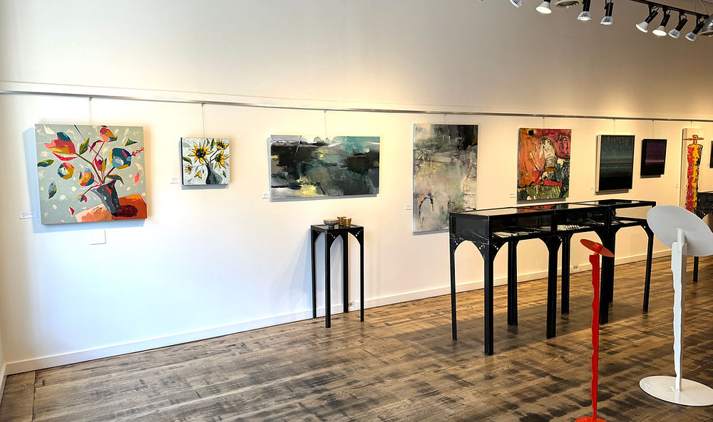 Jewelry case and gallery wall hanging multiple paintings