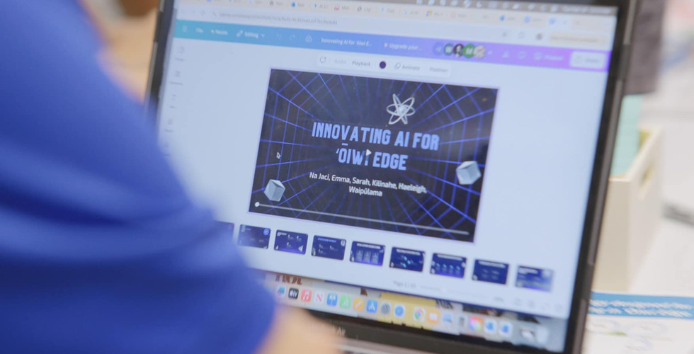 Student working on presentation