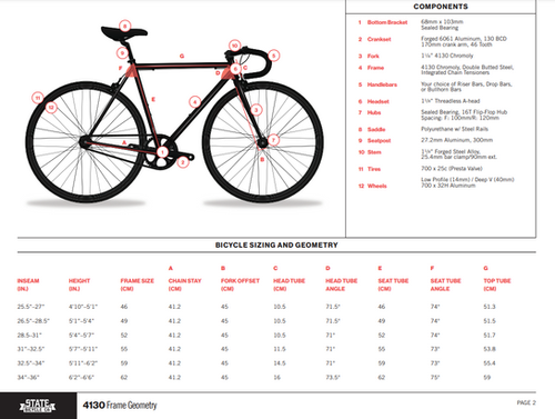 Bmx Single Speed Gear Ratio Chart Bike Size Guide Fixed Gear - Main Image