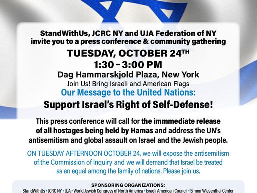 Coalition Hosts Press Conference and Demonstration Outside UN to Support Israel and Protest UN Bias