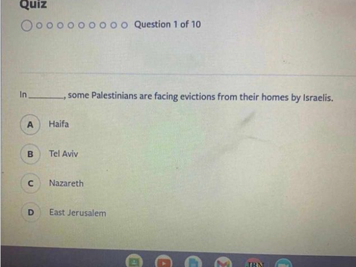 L.A. Middle School Quiz Asks Where “Palestinians Are Facing Evictions”