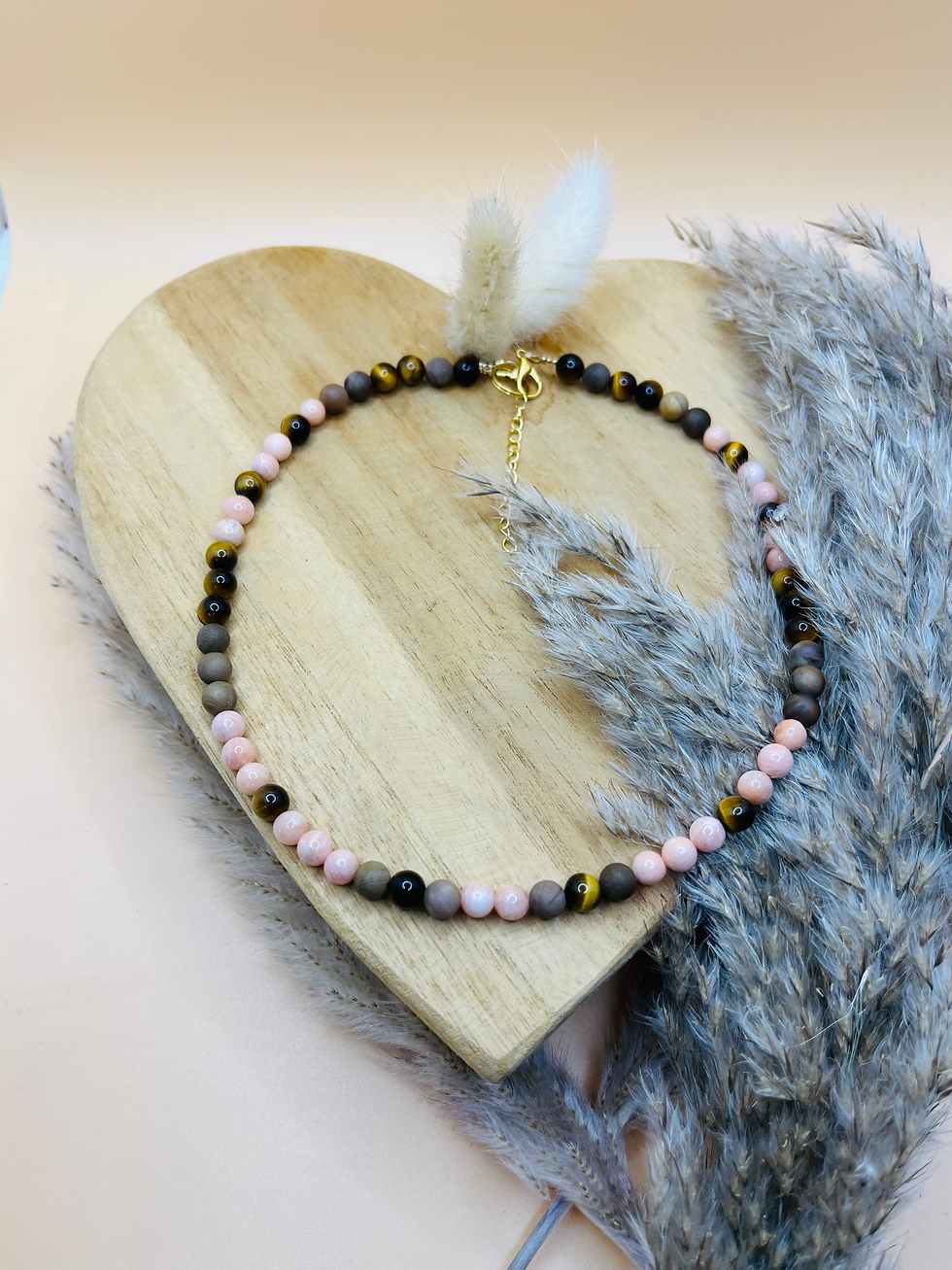 Miniaturbild: Halskette "Freigeist“ Baryt Tigerauge versteinertes Holz Collier