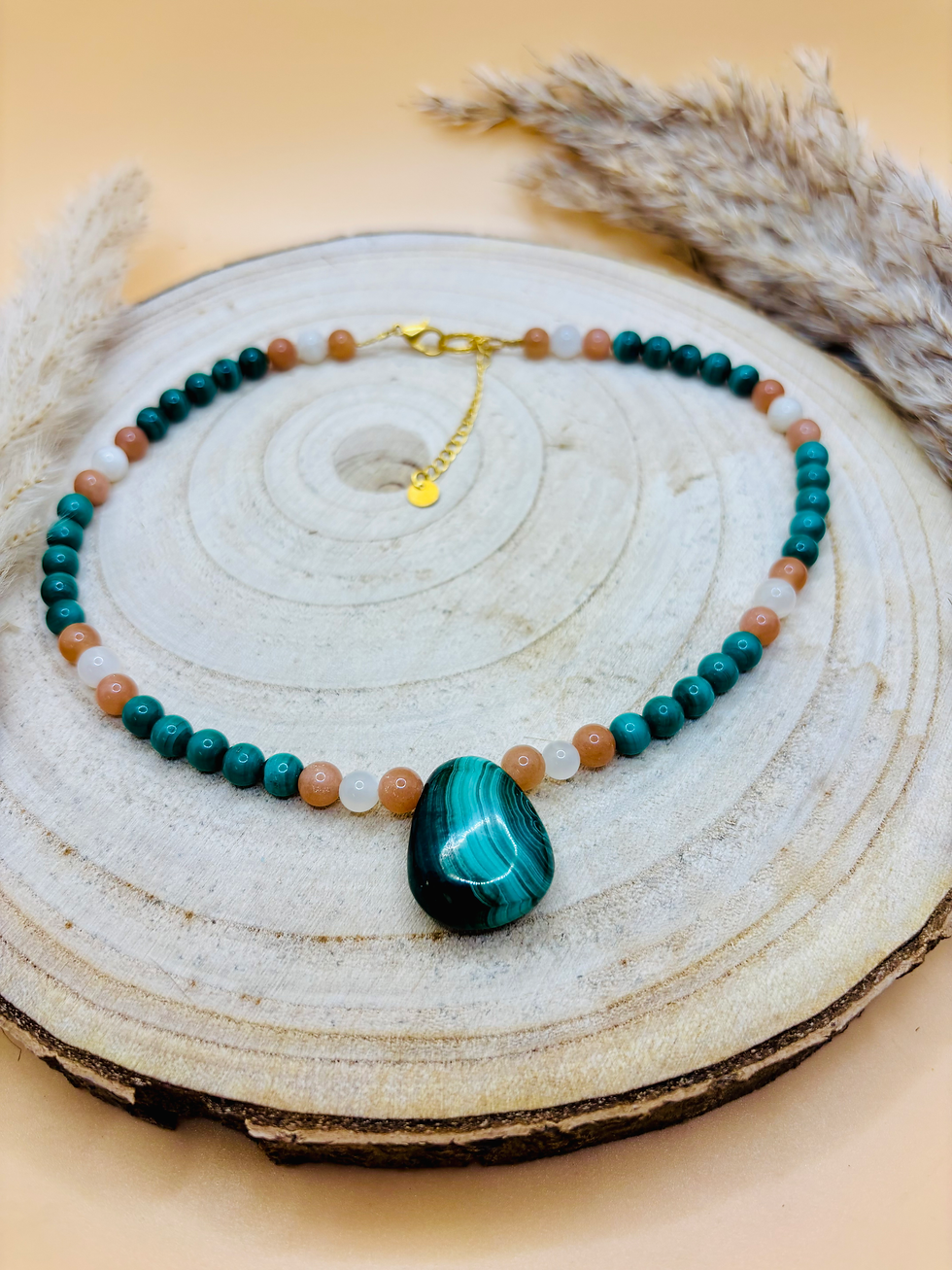 Miniaturbild: Halskette "Aufbruch" Malachit Mondstein