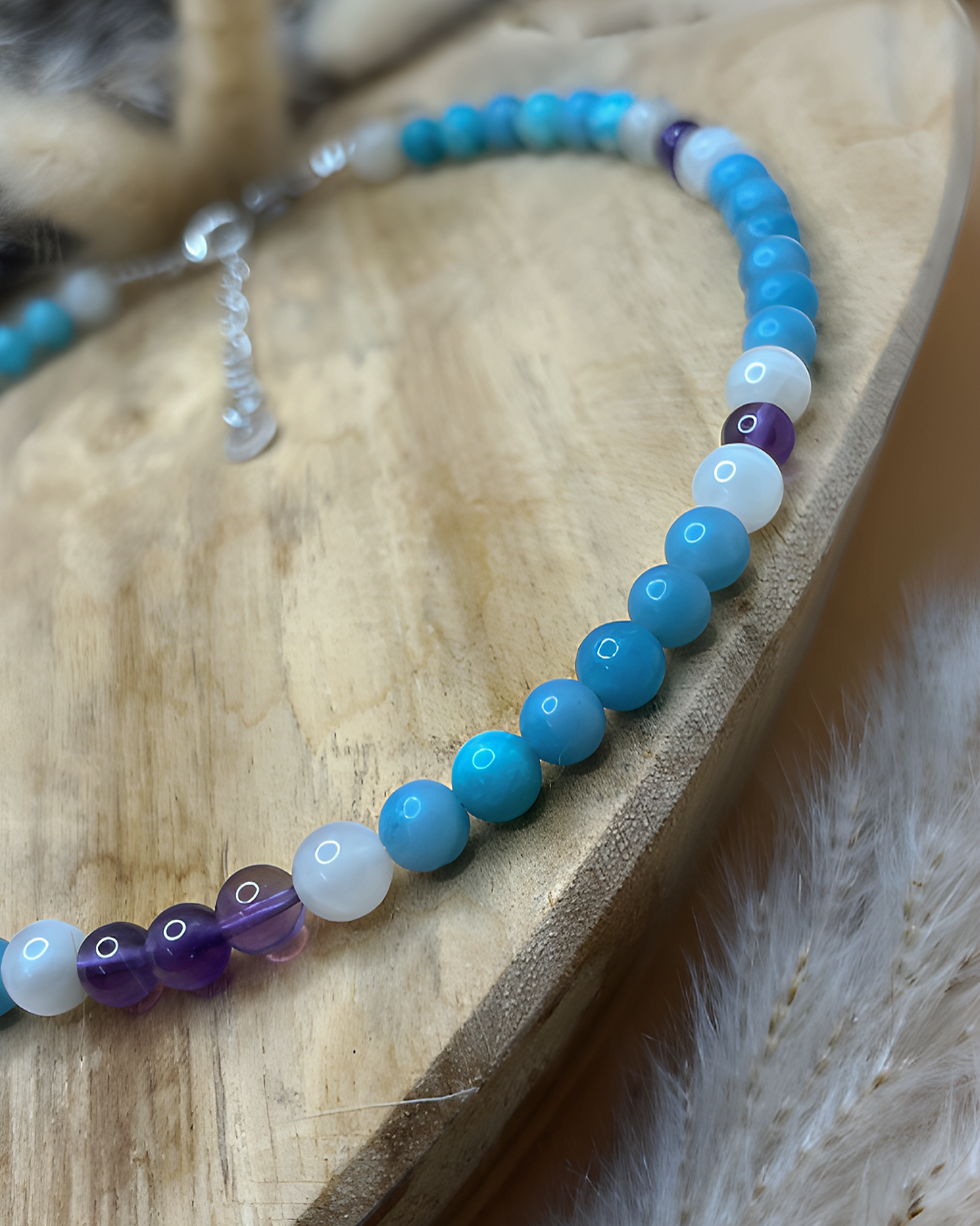 Miniaturbild: Halskette "Balance" Amazonit Amethyst Mondstein