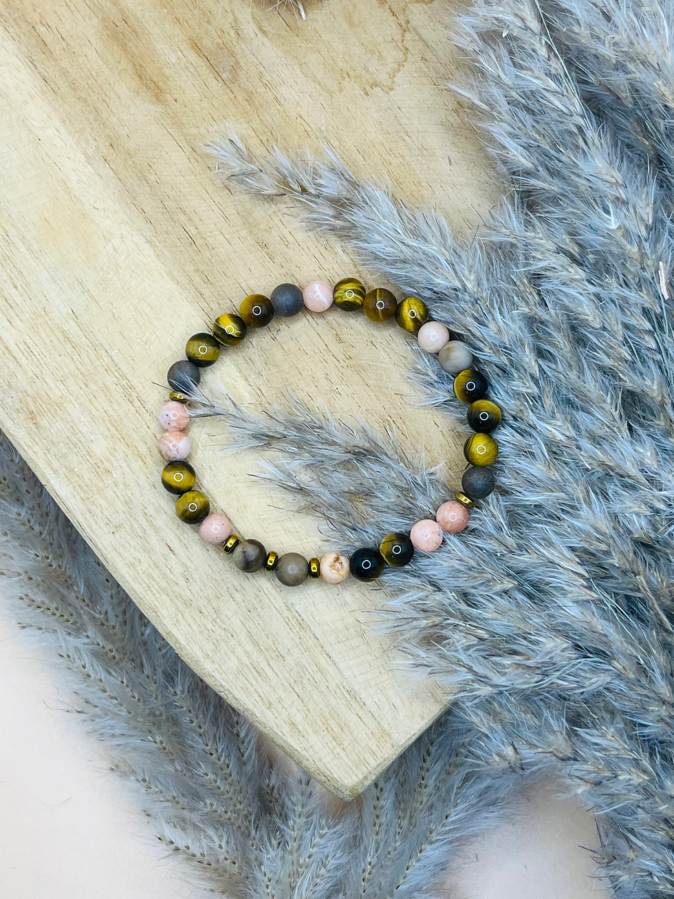 Miniaturbild: Armband "Freigeist" Tigerauge Baryt versteinertes Holz