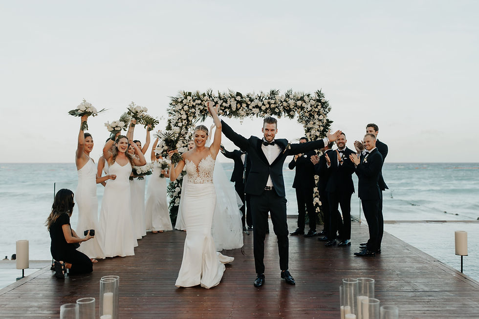 Romantic beachfront wedding ceremony in Riviera Maya, Mexico