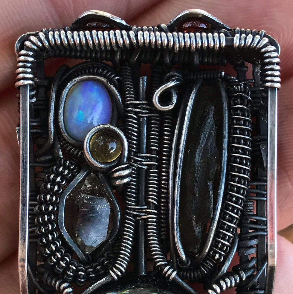 Thumbnail: Vortical Synergetic Chip - Moldavite, Opal, Citrine, Garnet, Hematite & Quartz