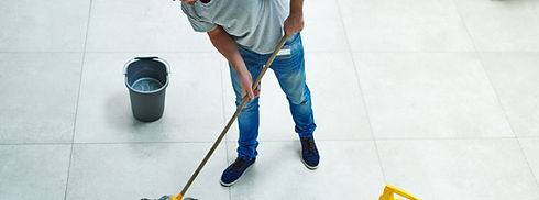 Man Mopping Floor, scrubbing, waxing, buffing