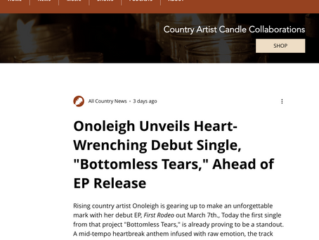 ALL COUNTRY NEWS: Onoleigh Unveils Heart-Wrenching Debut Single, "Bottomless Tears," Ahead of EP Release
