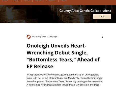 ALL COUNTRY NEWS: Onoleigh Unveils Heart-Wrenching Debut Single, "Bottomless Tears," Ahead of EP Release