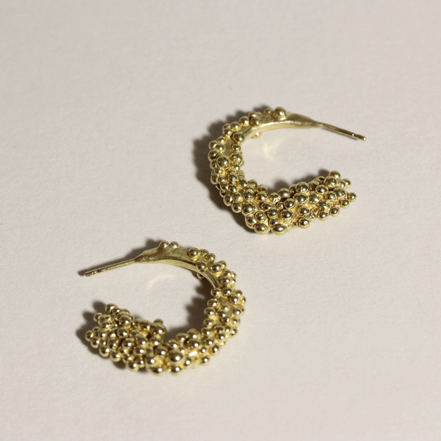 Yellow gold plated granulated hoops