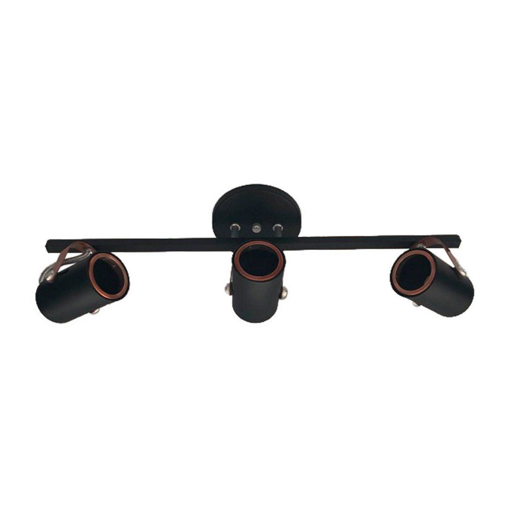 Spot Trilho Moderno Aluminio Teto GU10 3 Luzes Lumini Lab - Preto M - Verniz C