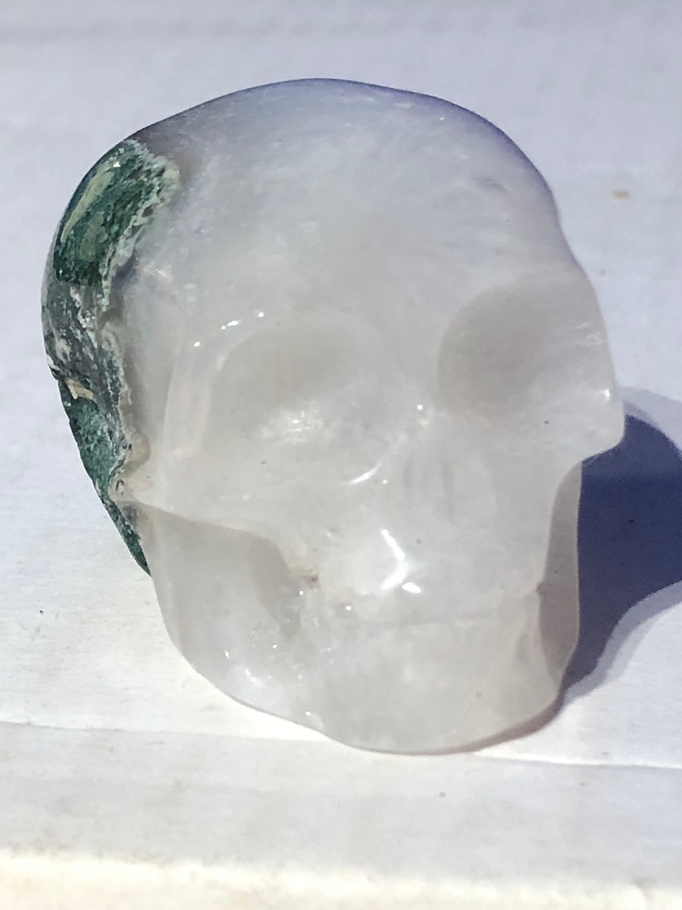 Thumbnail: Skull Carving, Moss Agate 2”