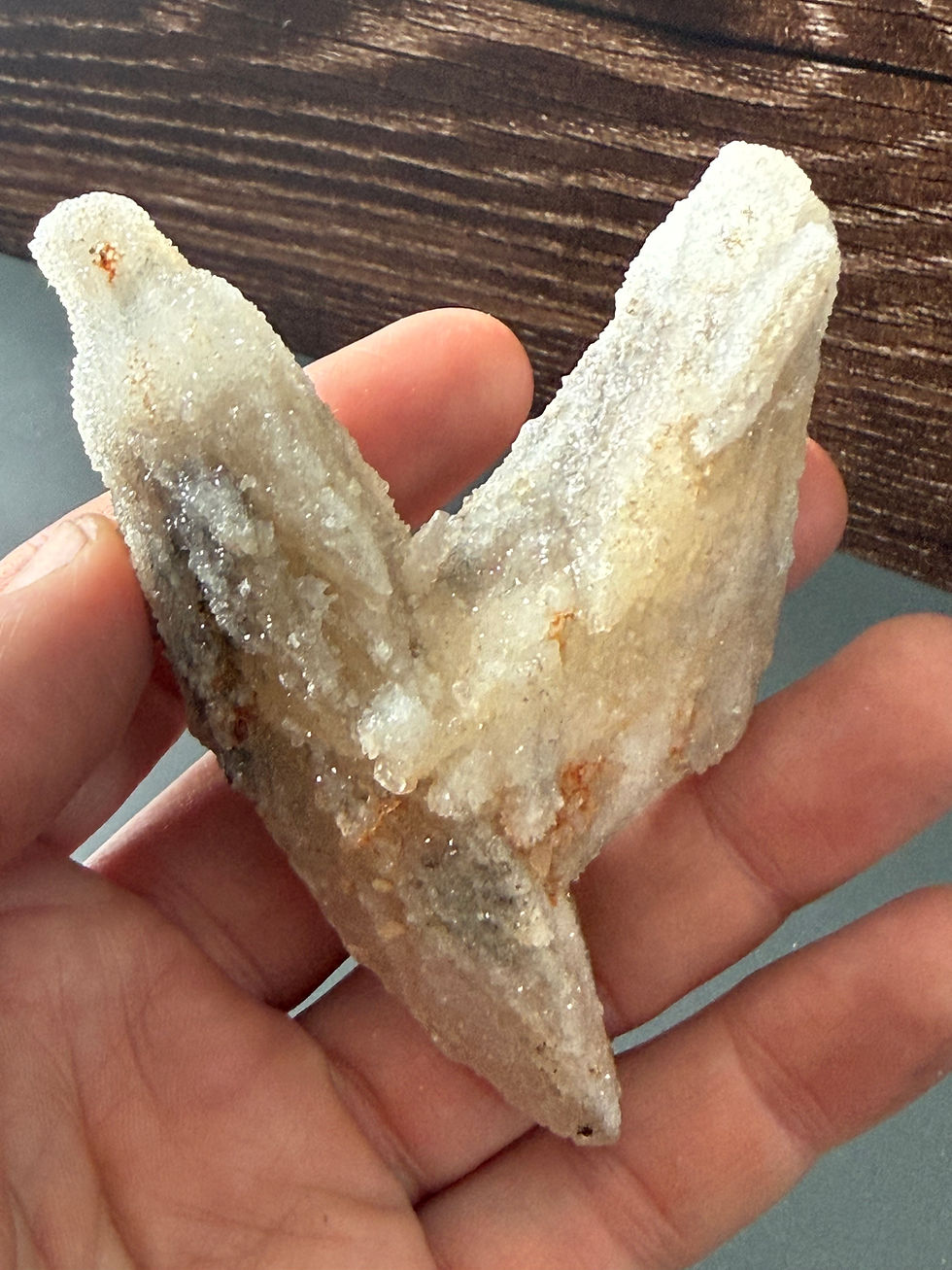 Thumbnail: Druzy Coated Spearhead Calcite Twin