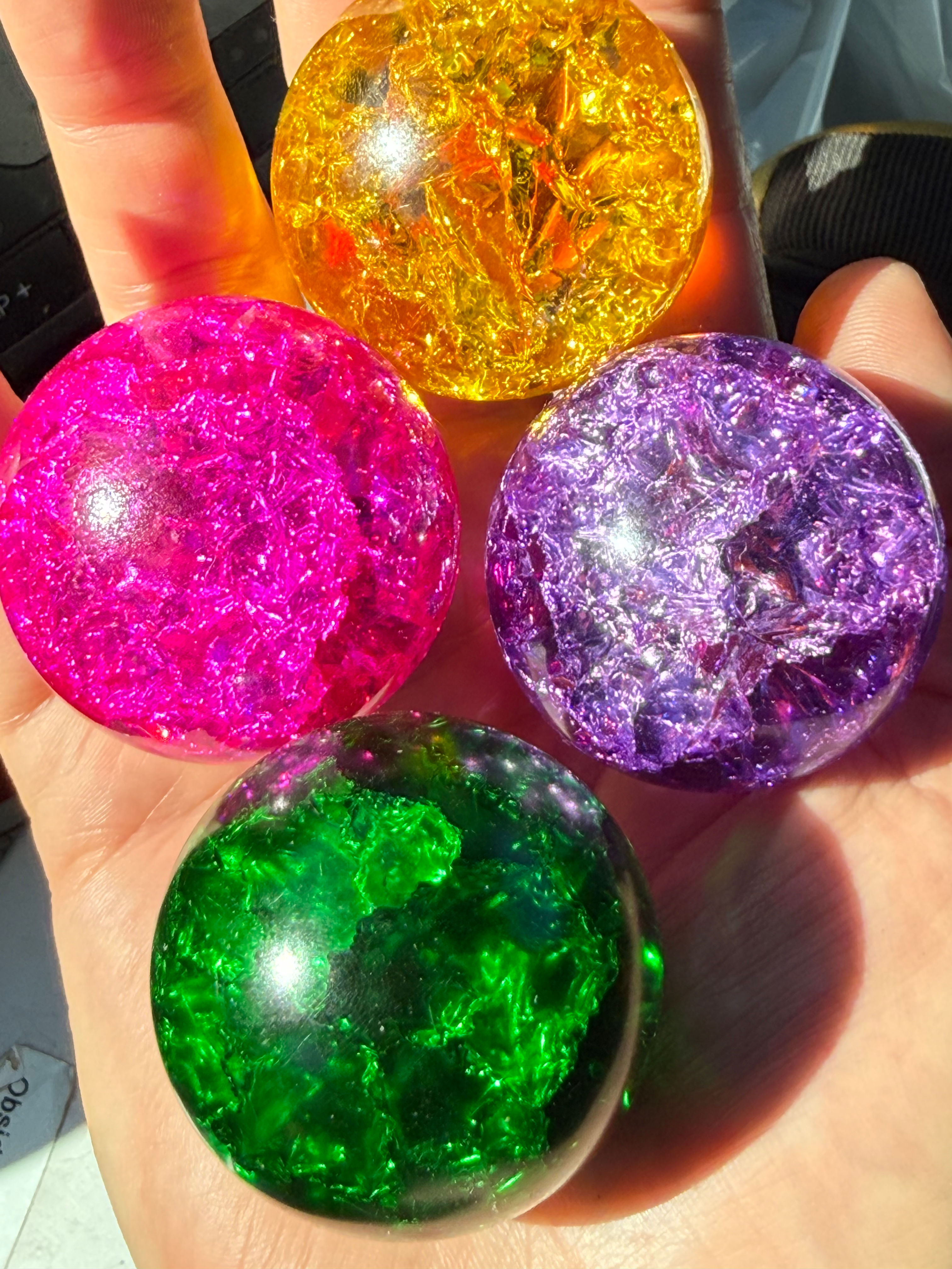 Rainbow crackle sphere 1.25”