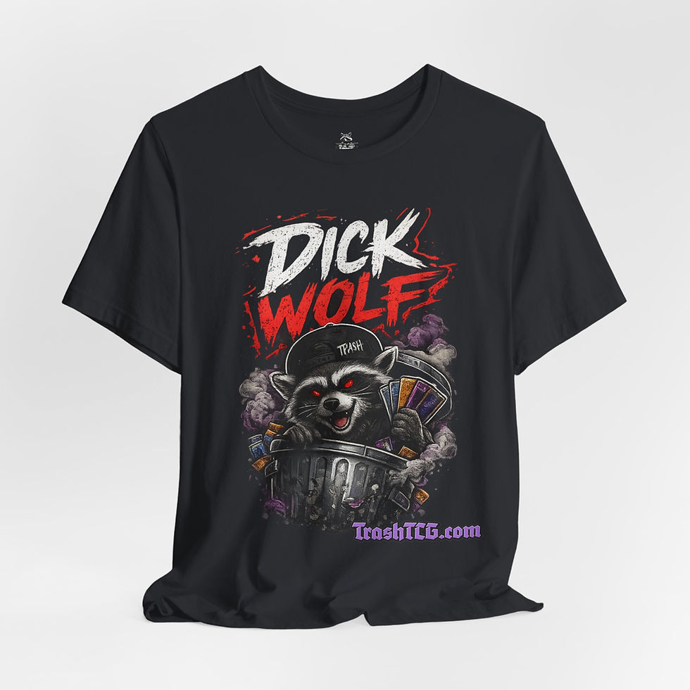 Thumbnail: Dick Wolf Graphic Tee — Retro Biker Raccoon Design