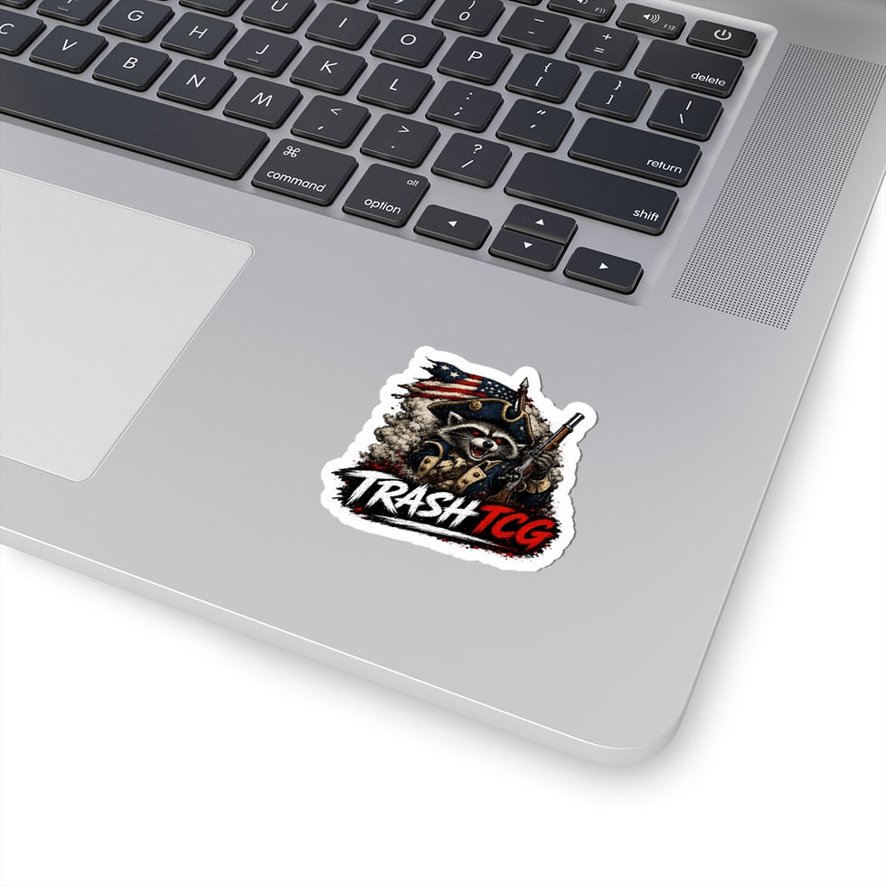 Thumbnail: Patriotic Raccoon Gamer Sticker — "TRASH TCG" Kiss-Cut Laptop Decal
