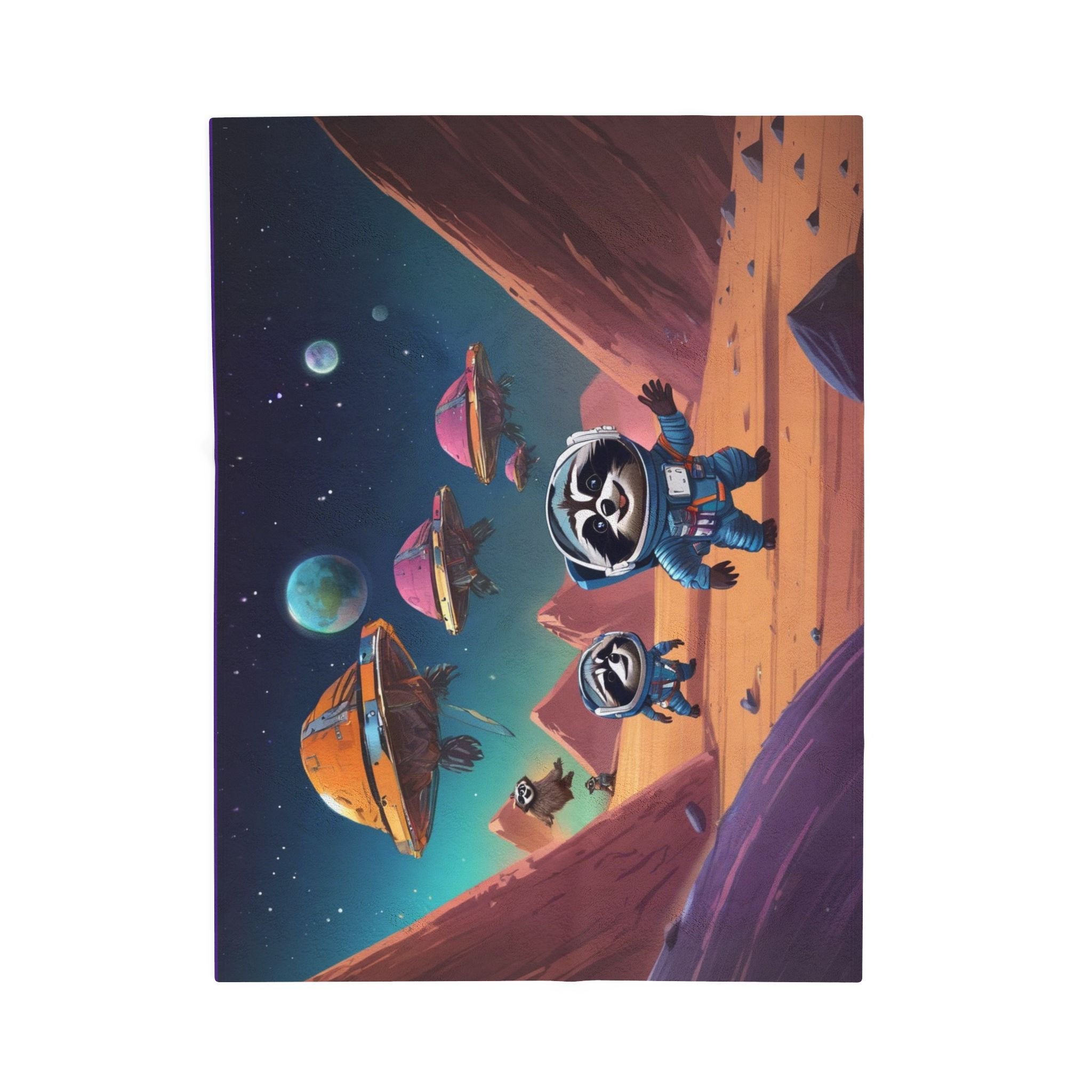 Cosmic Adventures Velveteen Plush Blanket - Soft Space Theme