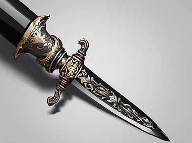 sword with pen ink coming out of the tip