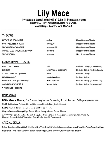 Lily Mace Resume