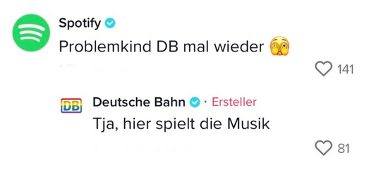 Spotify Social Media Post „Problemkind DB mal wieder“, Social Media Beispiel, Marketing, Werbeagentur Easy Ending.