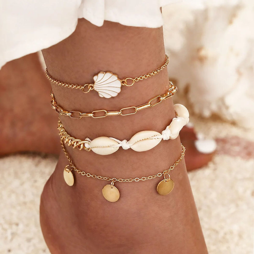 Thumbnail: Bohemia Black Waves Ankle Bracelet Set