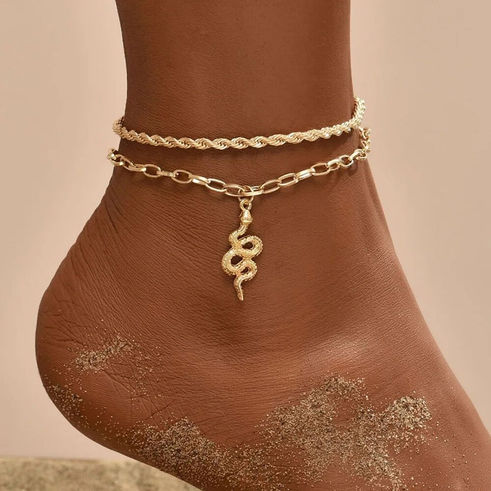 Thumbnail: Bohemia Black Waves Ankle Bracelet Set